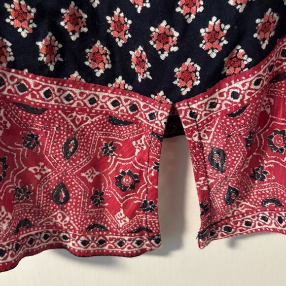 Lucky Brand L boho print wide boat neck soft rayon knit back vent top - Picture 5 of 11